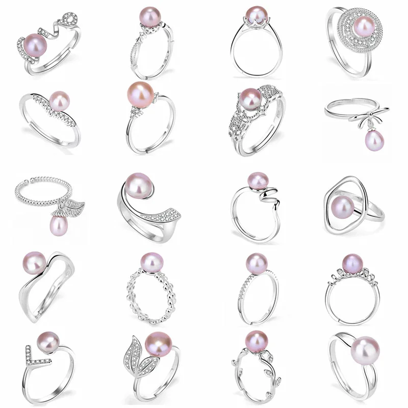 

Japanese and Korean sterling silver ring holder pearl ring holder version female open ring pearl holder accessories, Picture