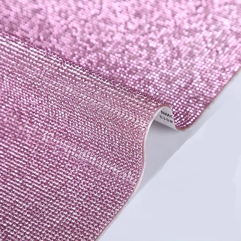 Lt.Rose/pink  ss8  Glass Crystal Mesh Sheet Hot Fix Adhesive Rhinestone Stickers  For Car Shoes Clothes DIY Craft