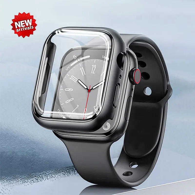 

Waterproof PC Watch Case for Applewatch Band 41mm 40mm 44mm 45mm Tempered Glass Curved Watch Case for IWatch Series 8 7 6 SE 5