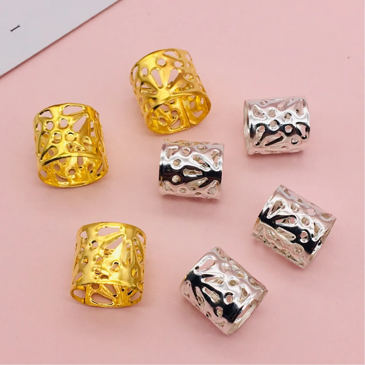 

Hair bead woven iron dirty buckles extension ring hair braid cuff Gold and Silver Dreadlocks Extension Women decorative Jewelry, As shown