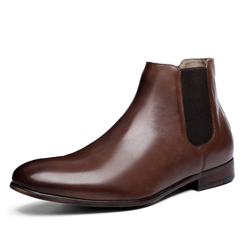 

PDEP winter ankle warm boots shoes men's genuine leather casual men business men's dress shoes genuine leather, Black,brown