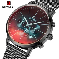 

REWARD RD82004M 2019 New Men's Business Watch Waterproof Full Steel Chronograph Watch Men Fashion Auto Date Quartz Clock