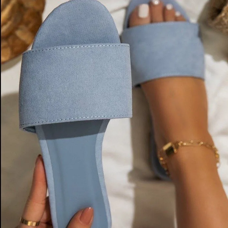 

Cross-border slippers female summer 2021 new solid color flat bottom casual outside wearing sandals, Customized color