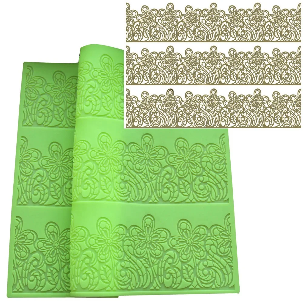 

Floral Flower Silicone Lace Mat Fondant Cake Decorating Tools Kitchen Flowers Cake Lace Mold Baking Tools For Cakes Color Green