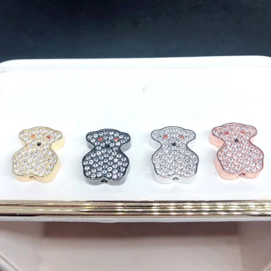 

Fashion Lucky Bear Sparkling Micro Pave CZ Animal Beads Decorative Bracelet Jewelry Accessory