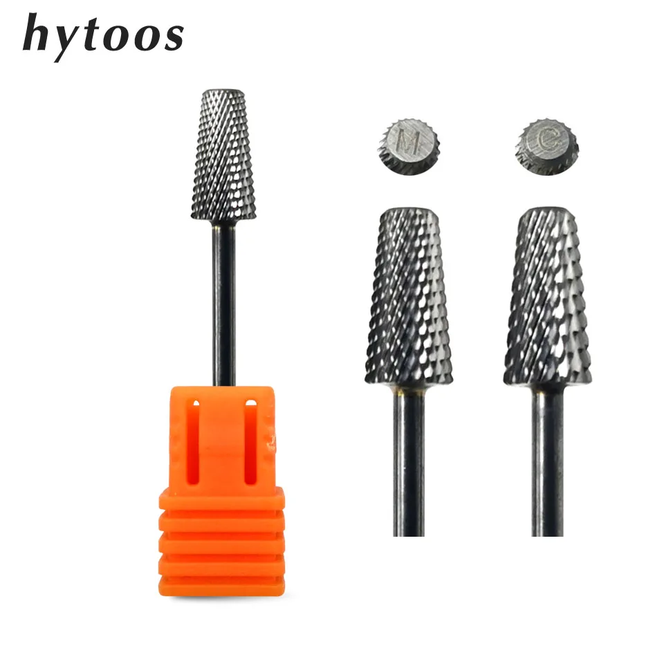 

HYTOOS Safety Tapered Barrel Nail Drill Bits 6*13mm Carbide Nail Bit Rotary Milling Cutters for Manicure Nails Accessories Tool