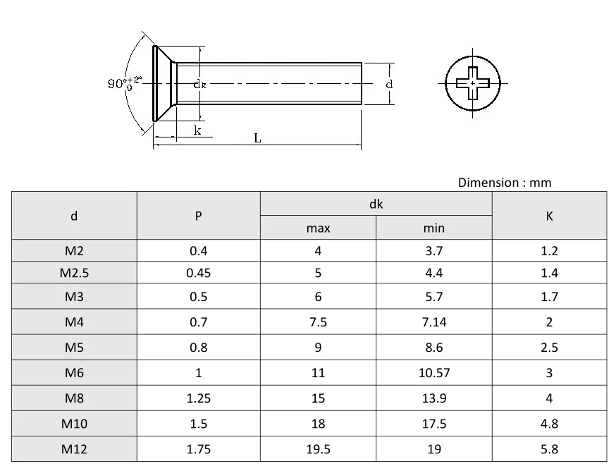 M2 - M12 Brass Cross Recessed Countersunk Head Screw - Buy Countersunk ...