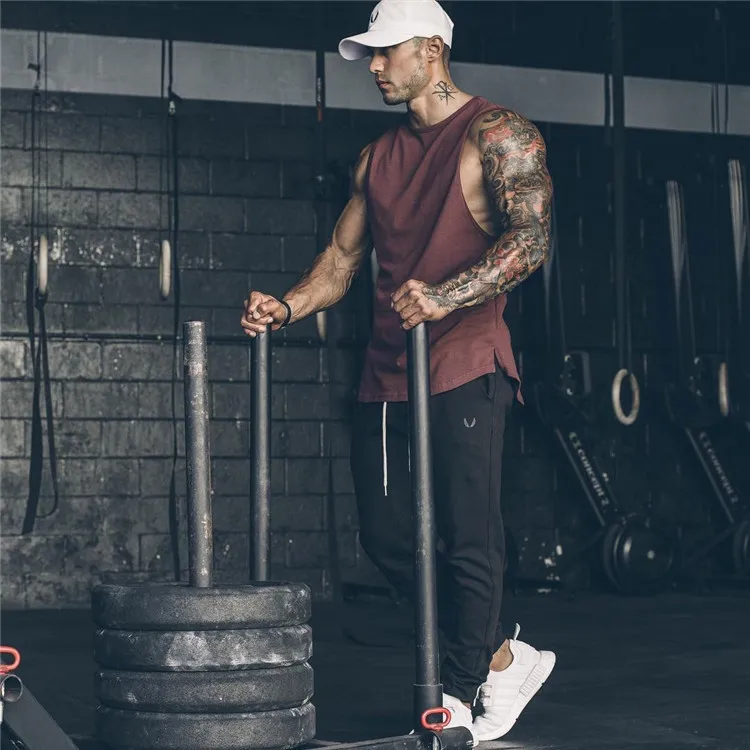 

Hot Sale Mens Sport Gym Running Fitness Tank Top Cotton Breathable Training Vest