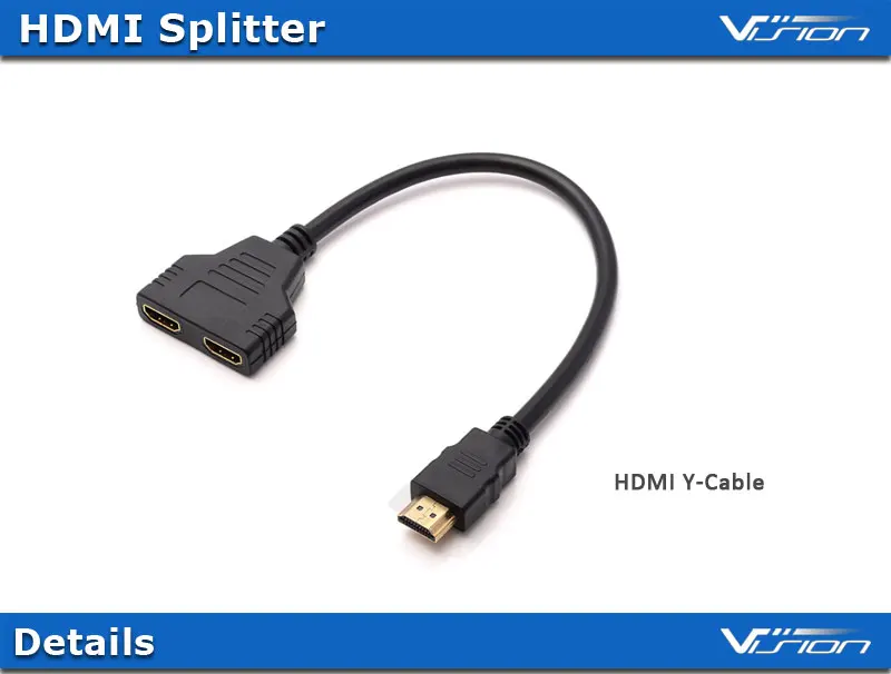 HDMI Male to 2x HDMI Double Female Y Splitter Adapter Cable Lead HD TV 32.5CM - ANKUX.COM