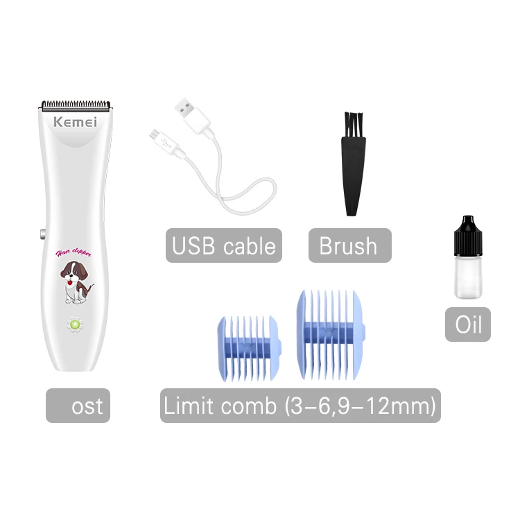 

Kemei Km-1051 Professional Dog Grooming Clippers Grooming Kit Rechargeable Dog Hair Trimmer Dog Shaver, As picture