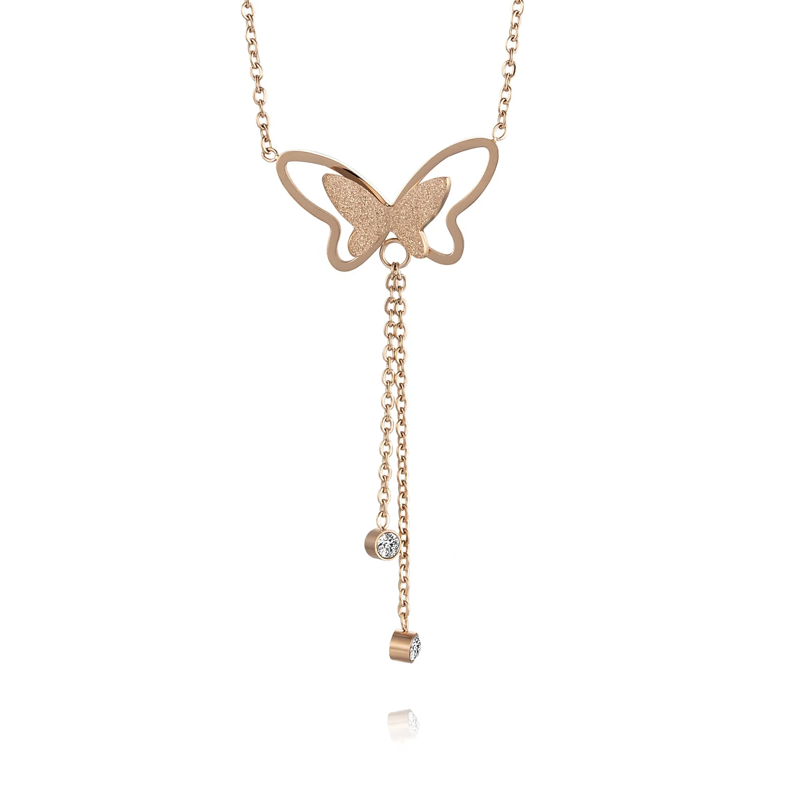 

butterfly Pendant Necklaces Women Gift jewelry necklace Rose Gold 316L Stainless Steel Necklace
