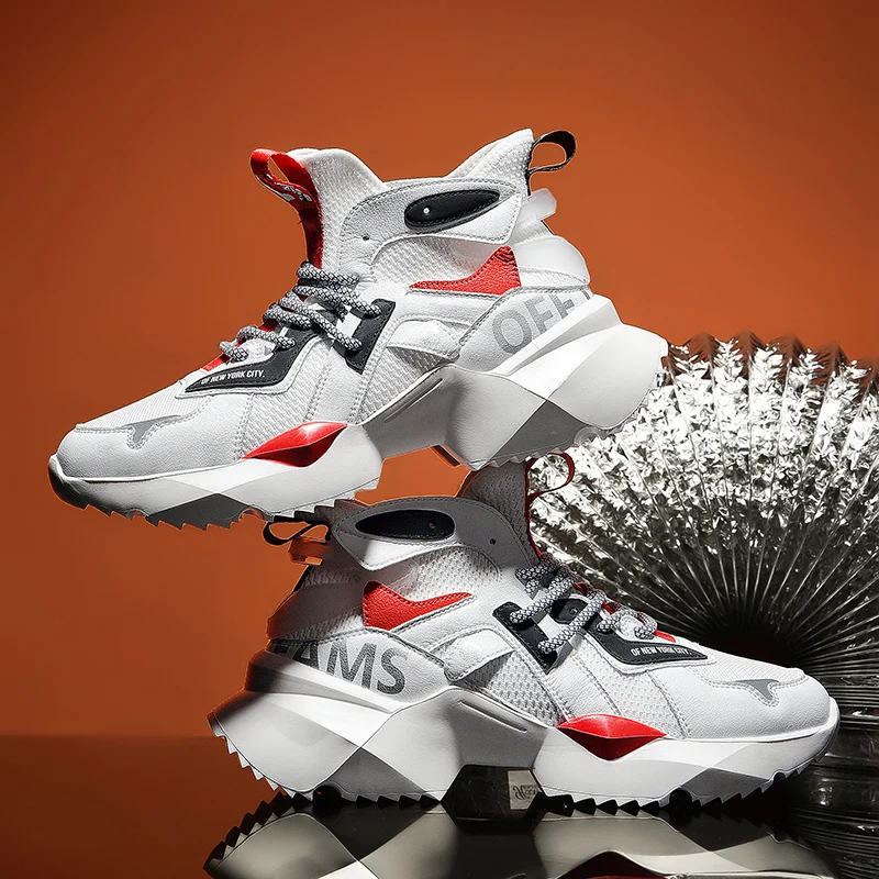 

Brand High Quality Thick Sole Sport Shoes Hot Wholesale Air Breathable High-Top Man Shoes