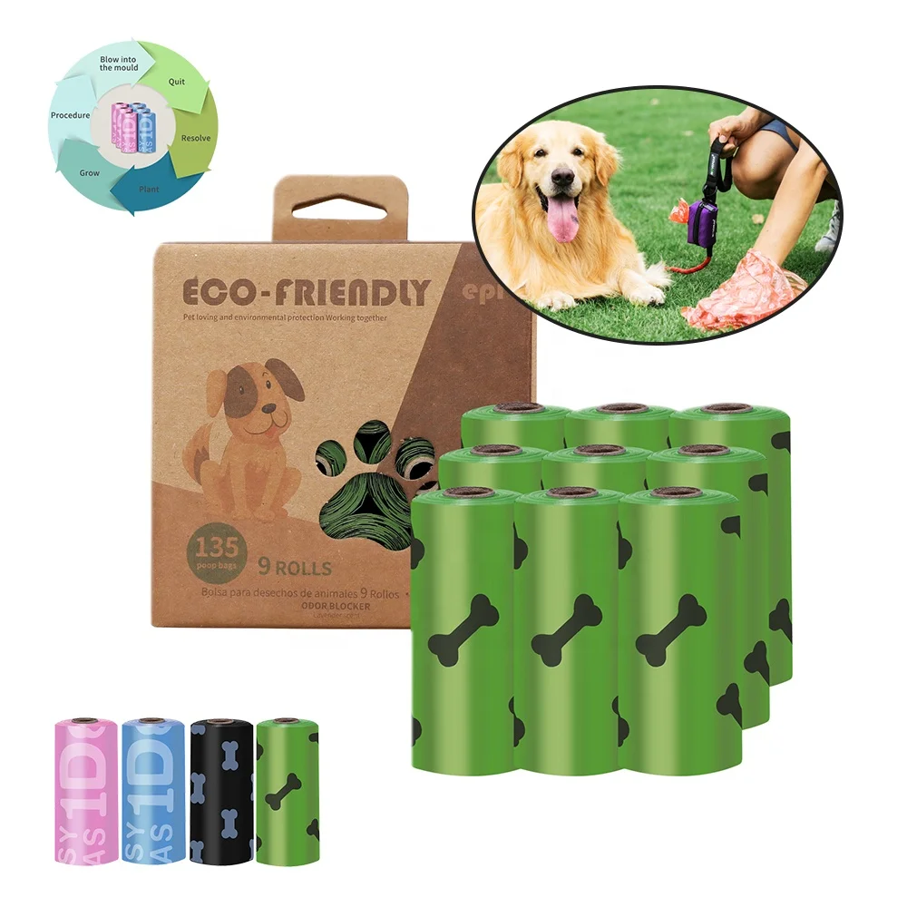 

Sohpety Custom Eco Friendly Biodegradable Compostable Poo Waste Bags For Pet Dogs Poop Bags, Green/orange/black/pink/blue