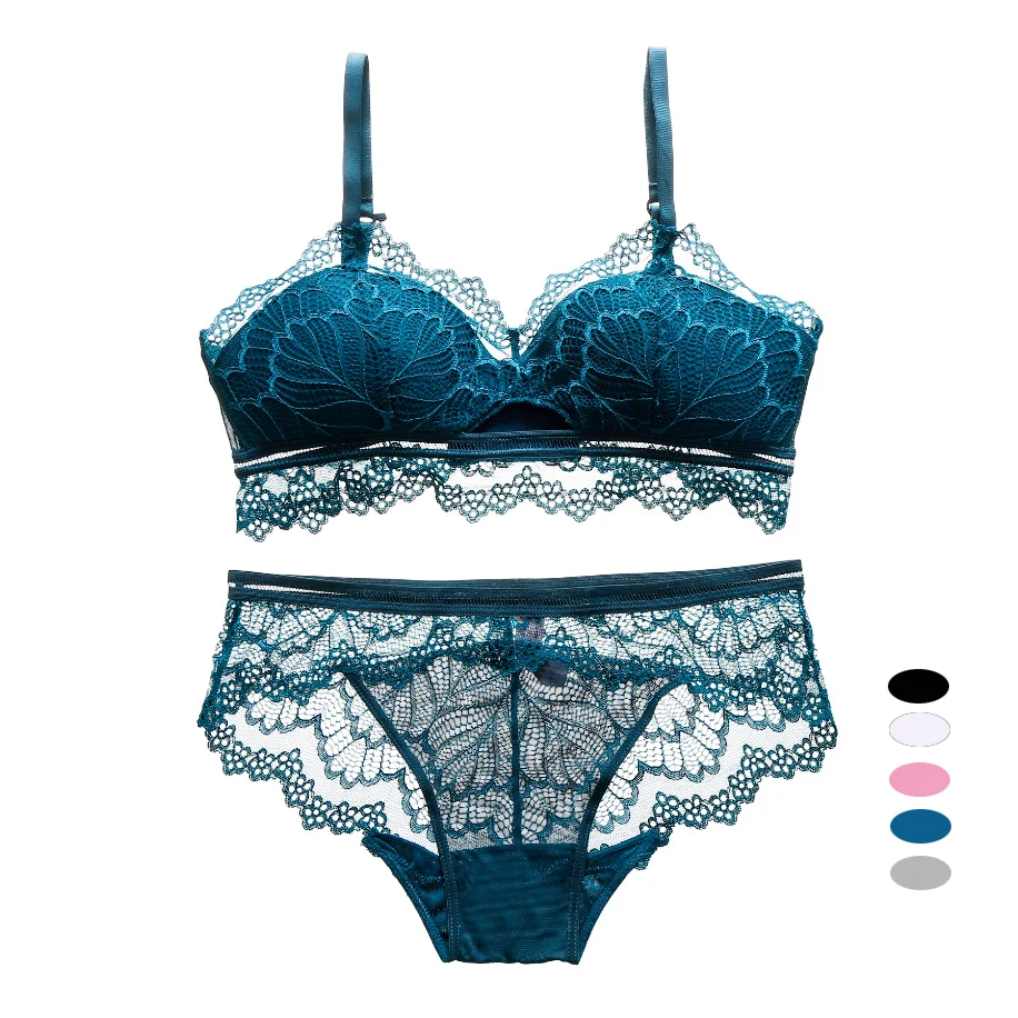 

Hot Selling Women Transparent Plus Size Ladies colorful lingerie set bra panty ladies underwear ready to ship lingerie
