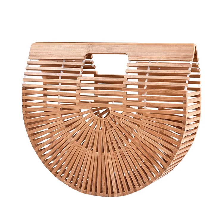 

2021 New fashion leisure style purse beach bag bamboo hollow out handmade handbag with scarf, Color customizable