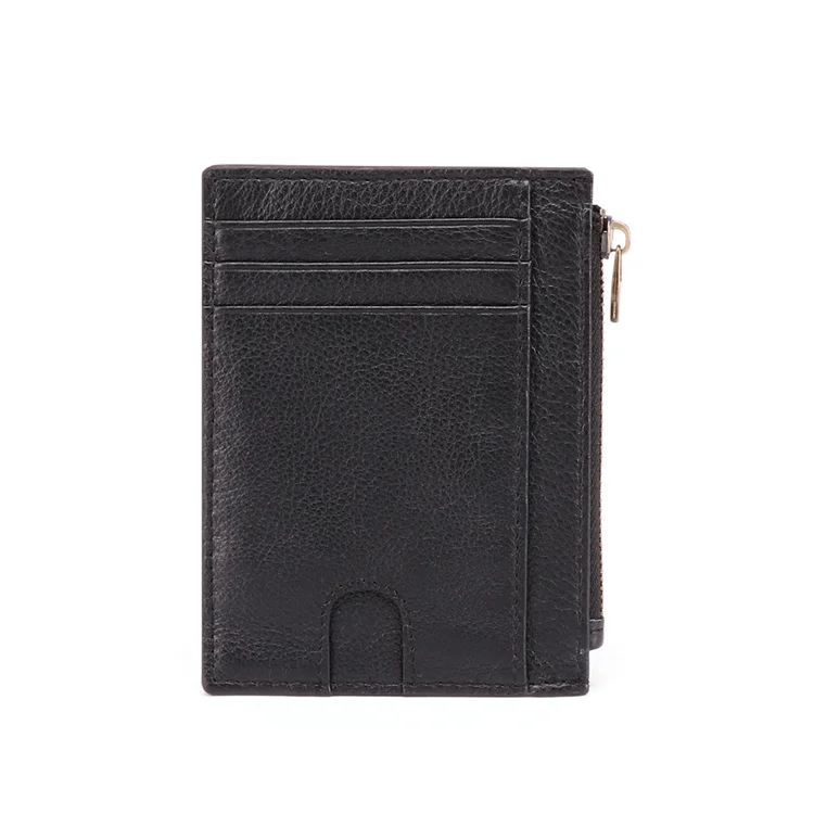 

Wholesale bifold Slim Genuine Leather zipper credit card holder case, Can be customized