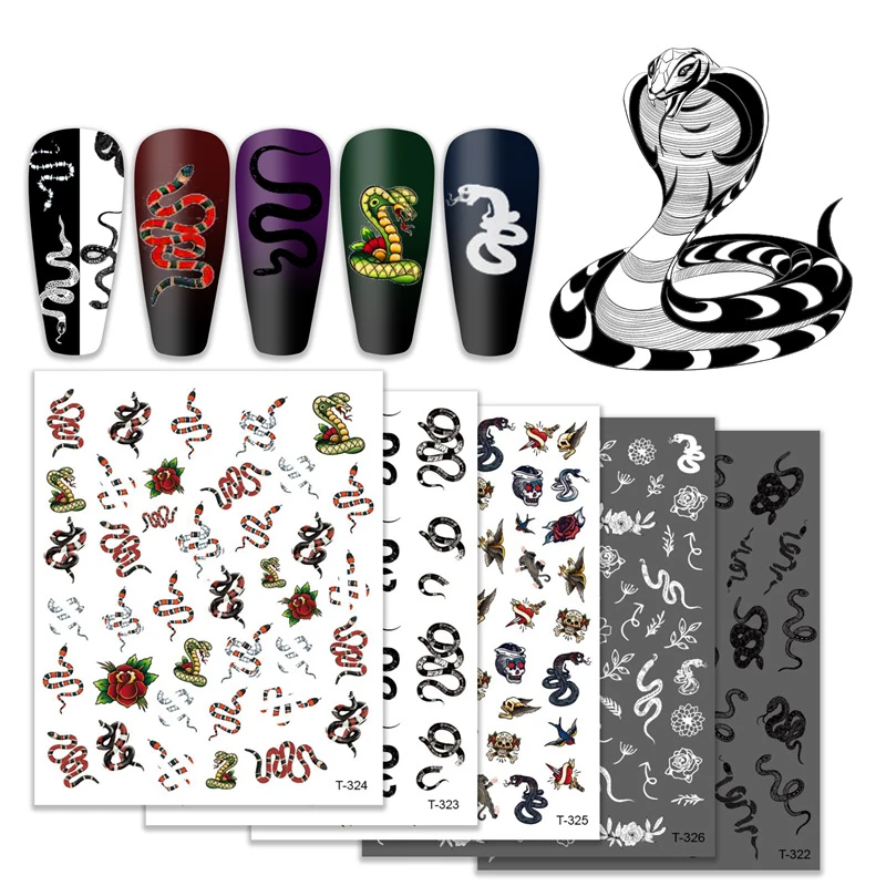 

Japanese Dark Python Nail Sticker 2021 Fashion Snake Element Nail Sticker Waterproof Adhesive Nail Sticker Decal Jewelry