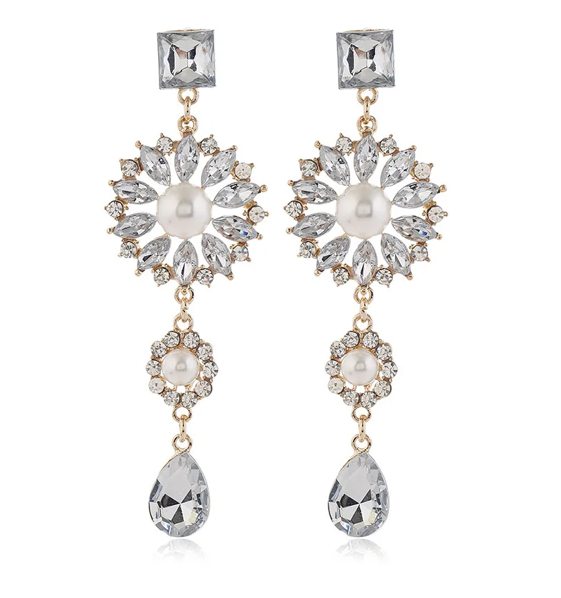 

New Evening Party Women Gemstone Earring Jewelry Drop Dangle Diamond Statement Earring
