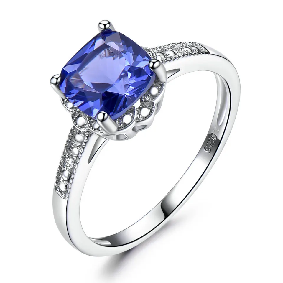 

Factory direct female jewelry high-end 925 sterling silver sapphire tanzanite cushion cut engagement ring, Blue