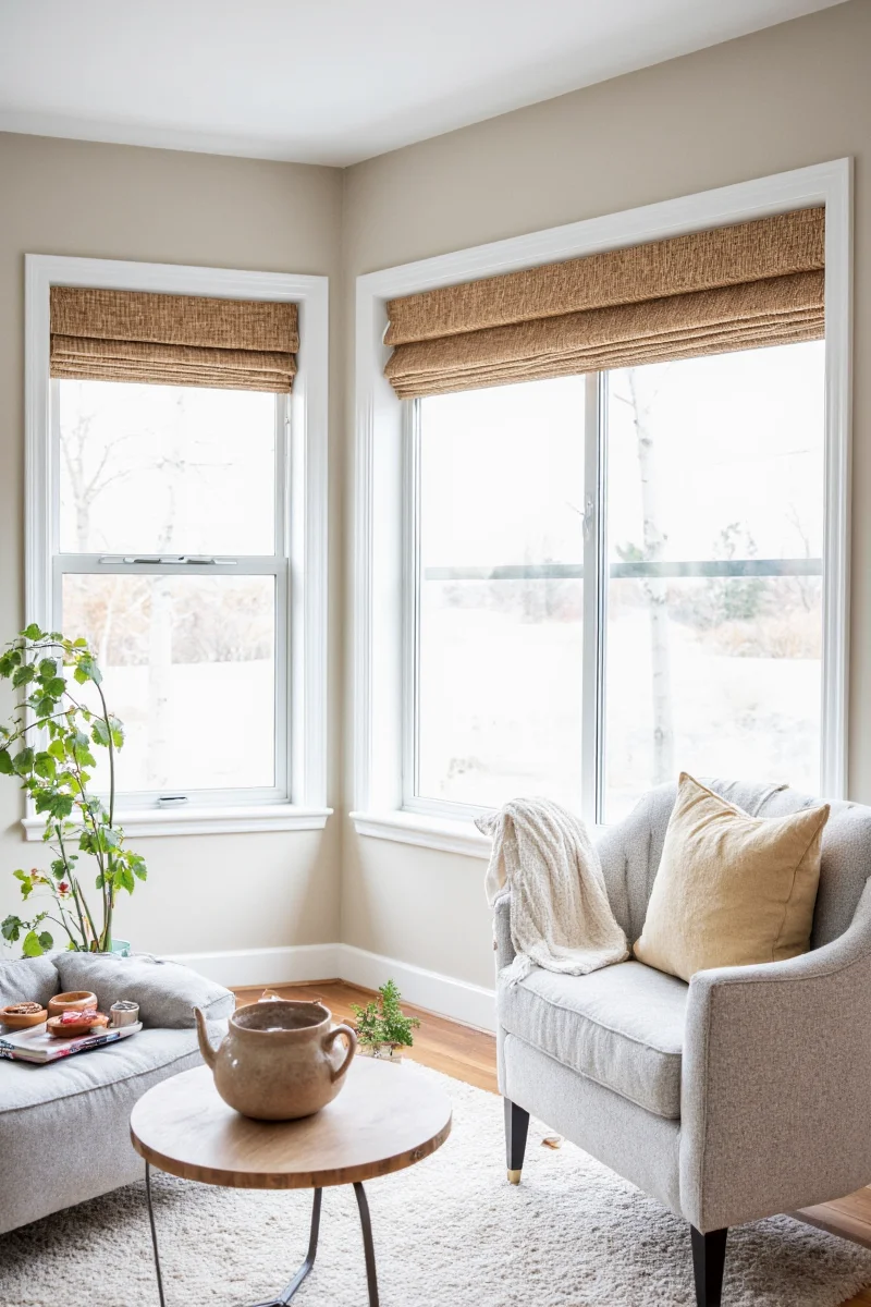 Cordless blinds in a modern family room
