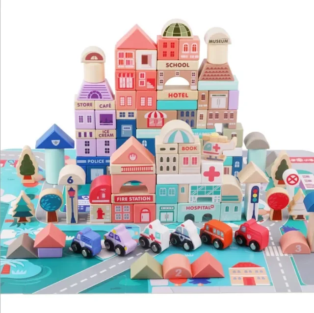 

New trending 115PCS educational wooden building blocks toys for kids