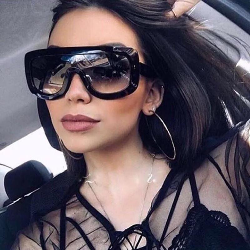 

2021 newest eyewear hot sale sun shades oversized mono lenses women sunglasses