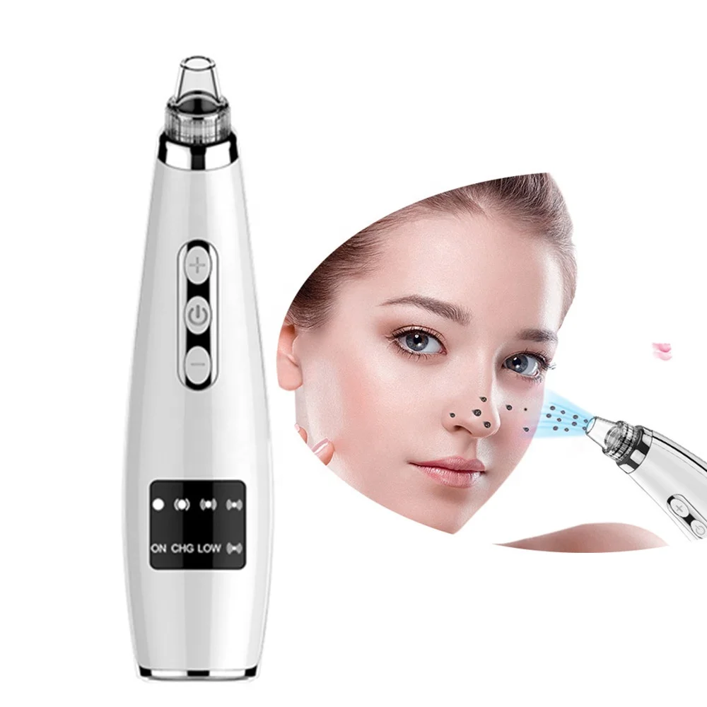 

Electric facial cleaner comedone extractor tool kit nose pore suction blackhead remover vacuum, White