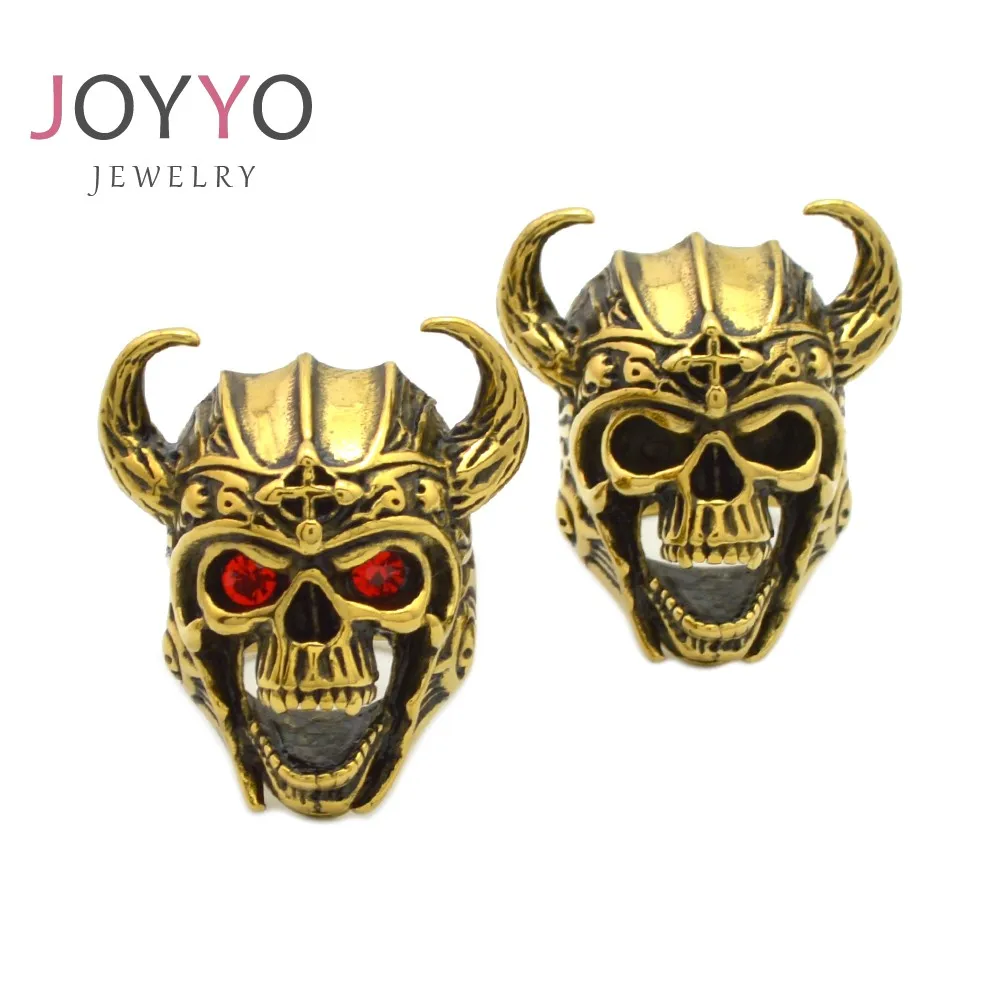 

Punk hip hop rock Skull Ring New Personality Stainless Steel gold men Ring