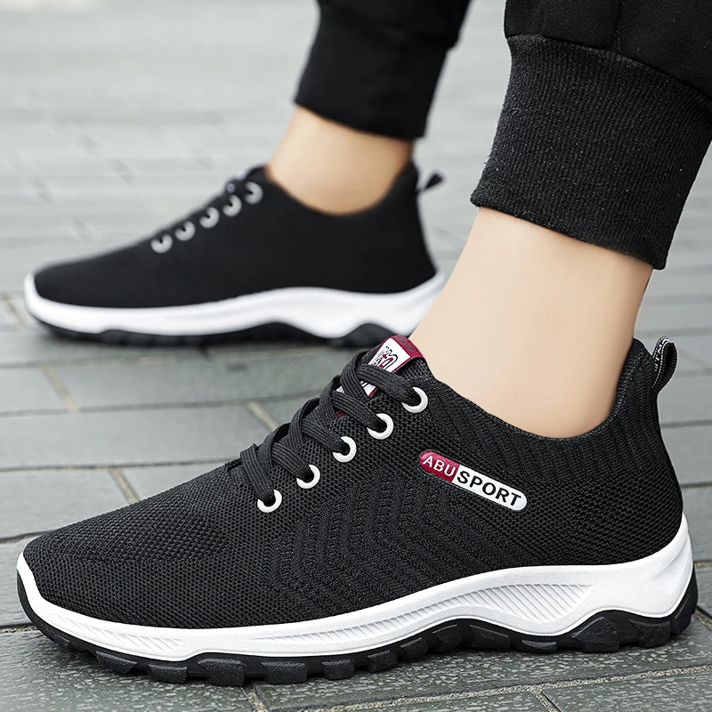 

B-108 Flat Knit Lightweight Running Badminton Trainer Shoes Man Sneaker Casual For Men, Black