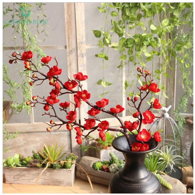 
Chinese Simulation Wholesale Fake Flower Branch Artificial Peach Blossom Decor 