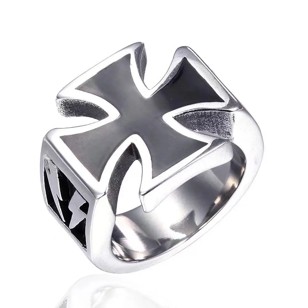 

High quality stainless steel Religious Jewelry Christian men's Cross Ring