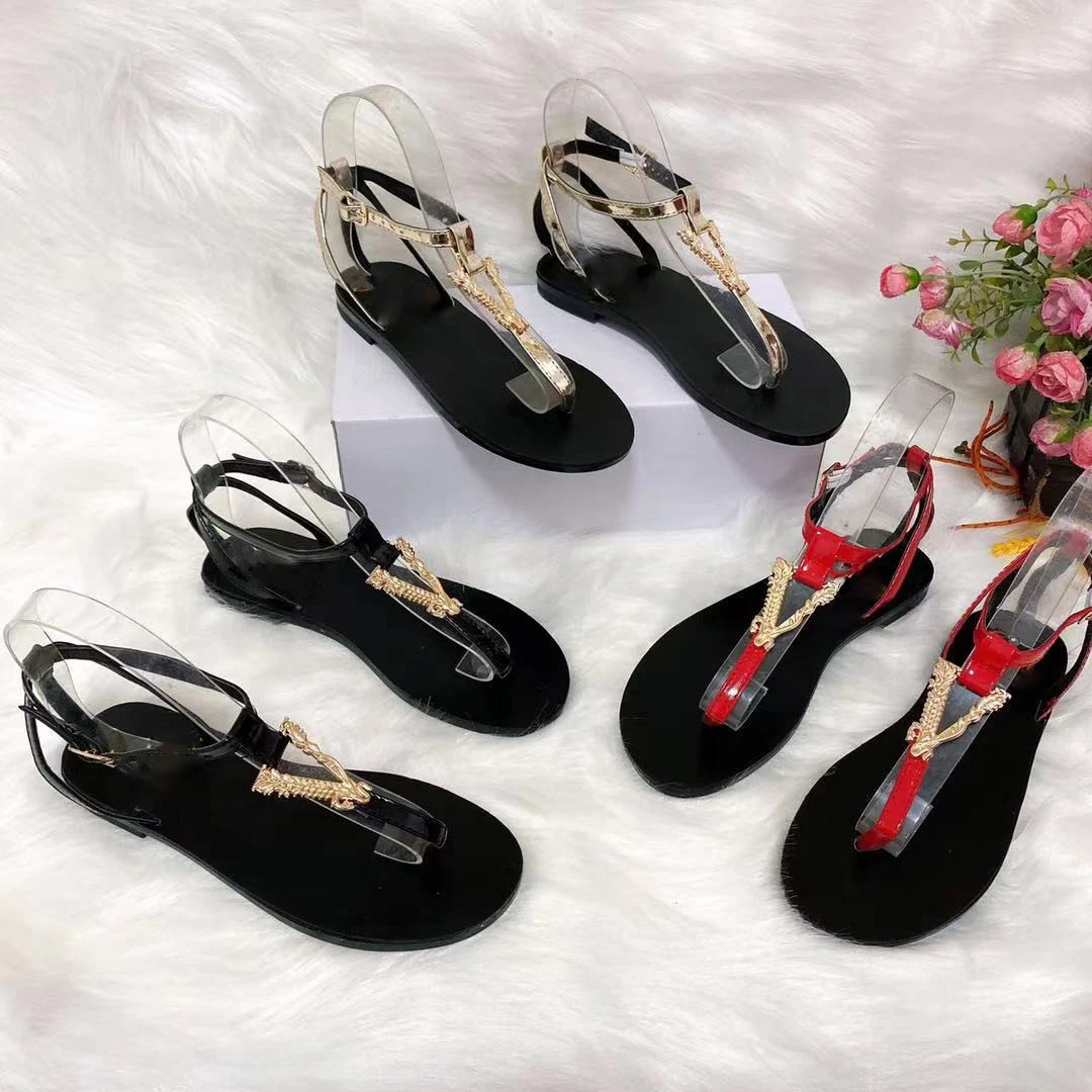 

2022 Summer New Luxury Fashion Classic Ladies Flat Sandals Flip-Flops Slippers Sandals, Picture color