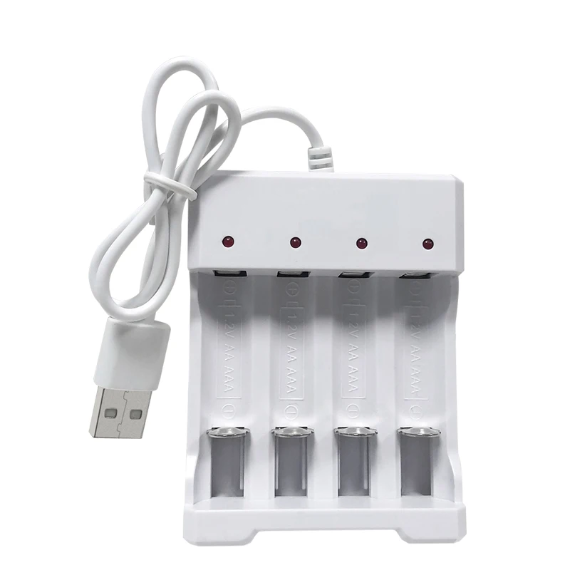 

Free shipping USB plug bulk 4 slots rechargeable AA AAA rechargeable battery charger for ni mh ni cd battery, White