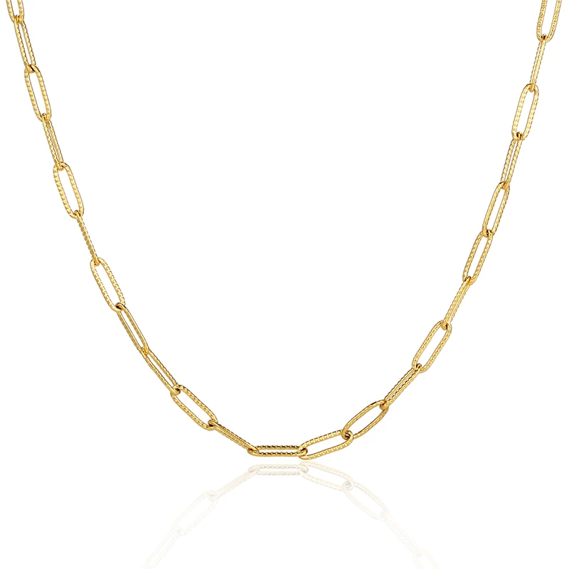 

2021 TOP selling gold plated Paperclip relief Link Oval Chain Stainless steel jewelry Necklace