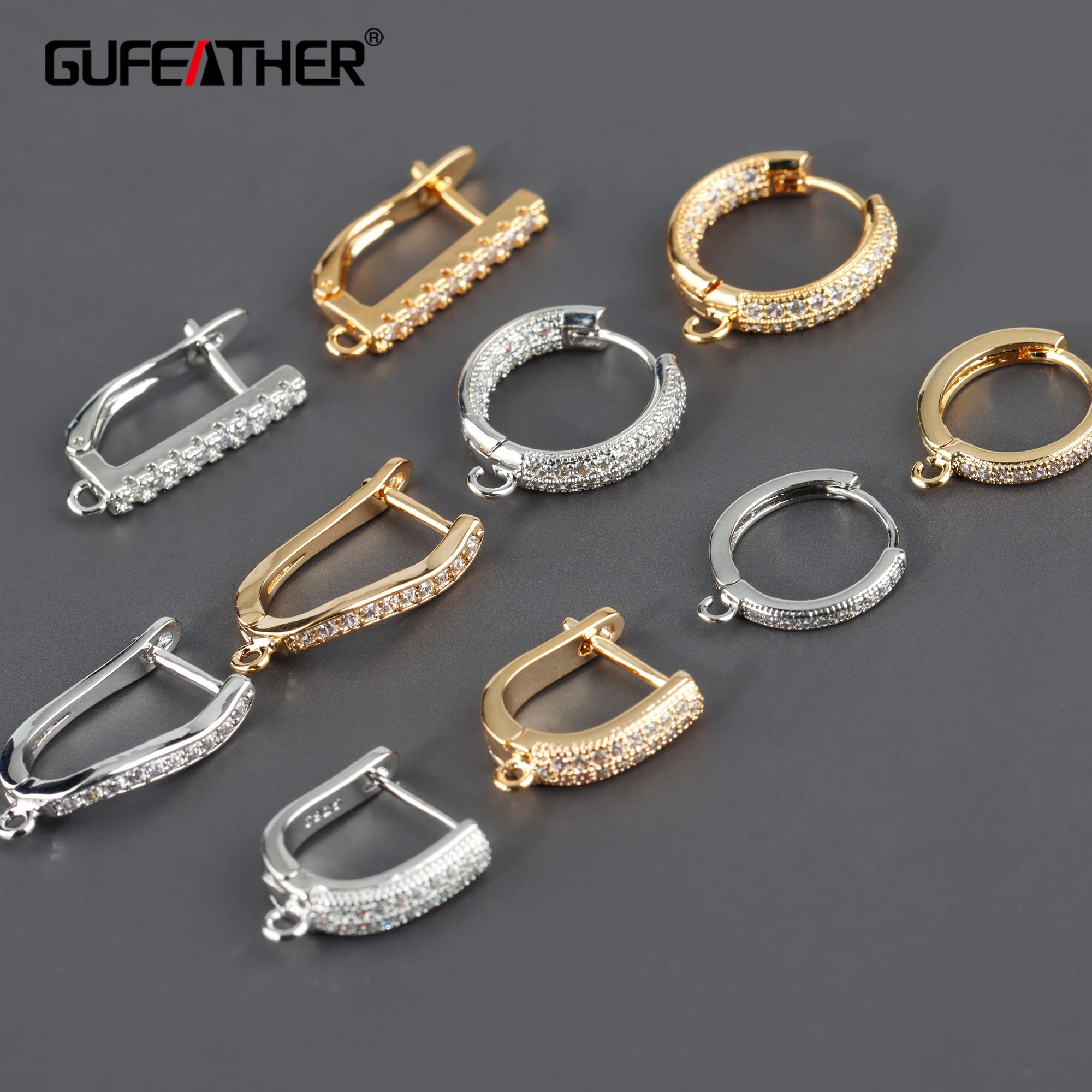 M806  10pcs/lot Wholesale Metal Zircon Diy Earrings Clasp Hooks for Women Jewelry Making Accessories