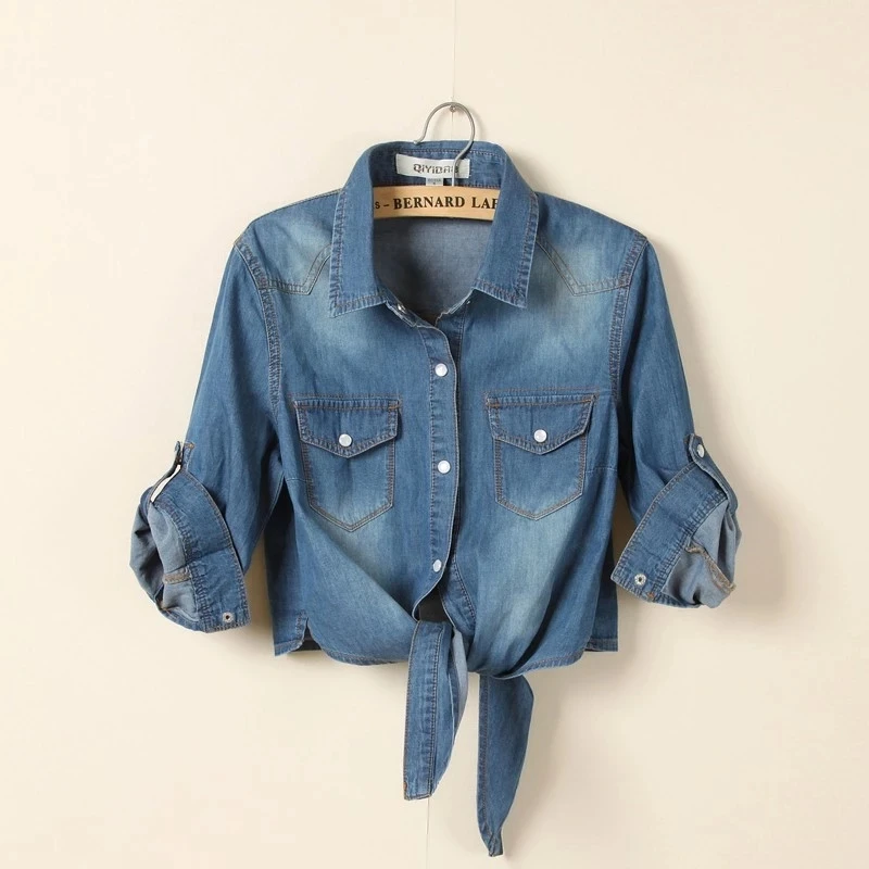 

Spring Autumn Fashion Denim Shirt Blouses Ladies Clothing Women Jean Casual Shirts spring clothings for women