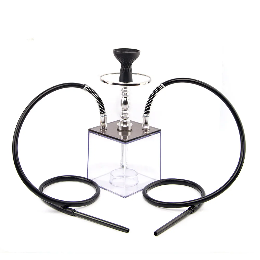 

Hot sale Acrylic square LED light portable plastic hookah shisha chicha