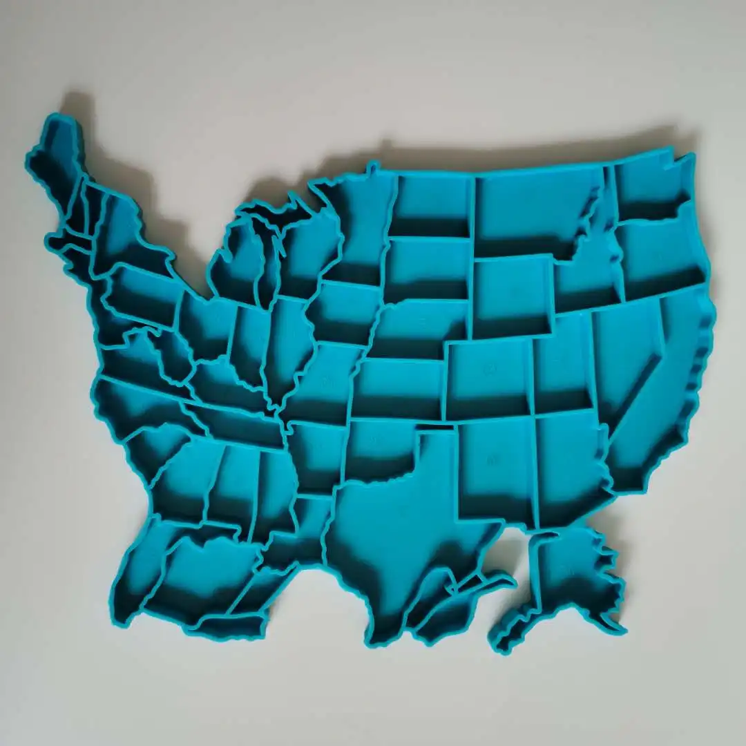 

New design 50 states USA map keychain silicone Mold US map puzzle silicone mold resin mould for resin craft diy, Blue