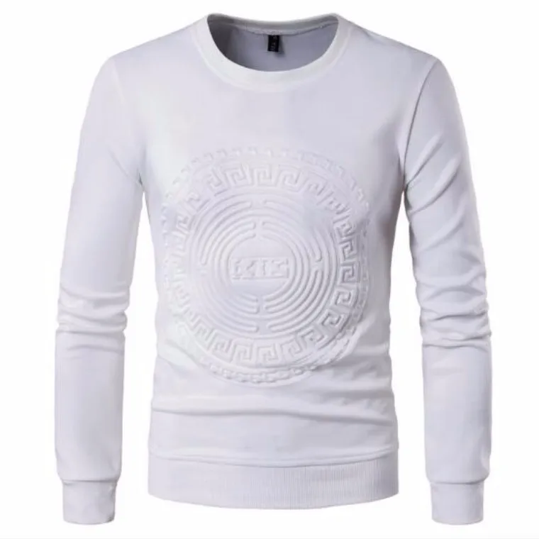 

2020 men's embossed casual sweater space cotton long-sleeved T-shirt, Black