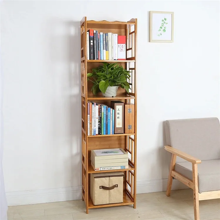 
Bamboo Wood Folding Storage Rack Bookcase 