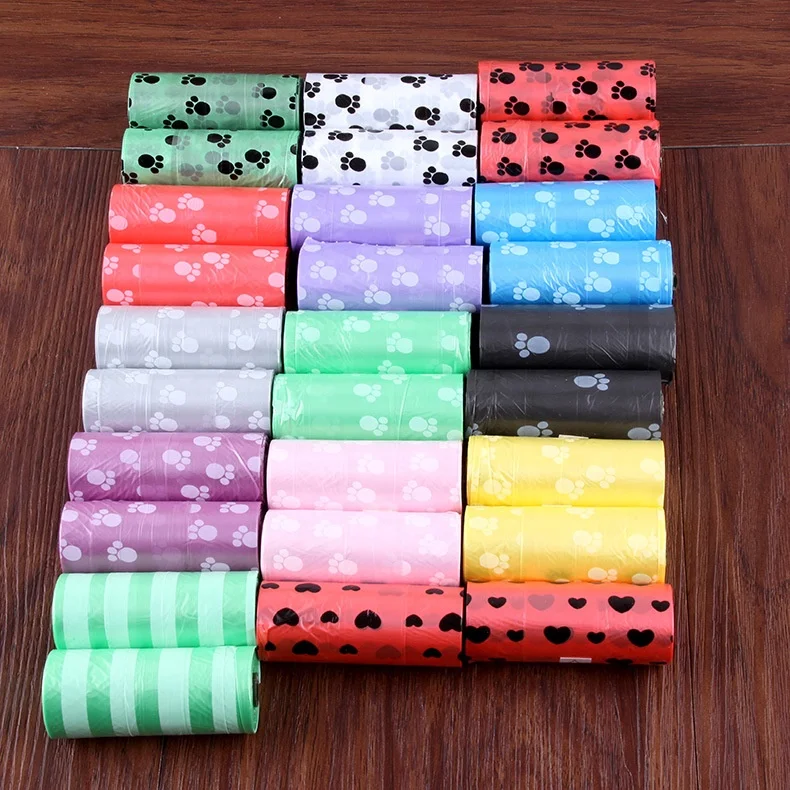 

Pet Supply 8Rolls 120pcs Printing Cat Dog Poop Bags Outdoor Home Clean Refill Garbage Bag