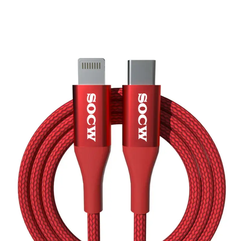 

SOCW Newest nylon Braided Mfi Certified Lightning Cable Pd 18W Usb Type C To Lightning Cable Fast Charging For Iphone