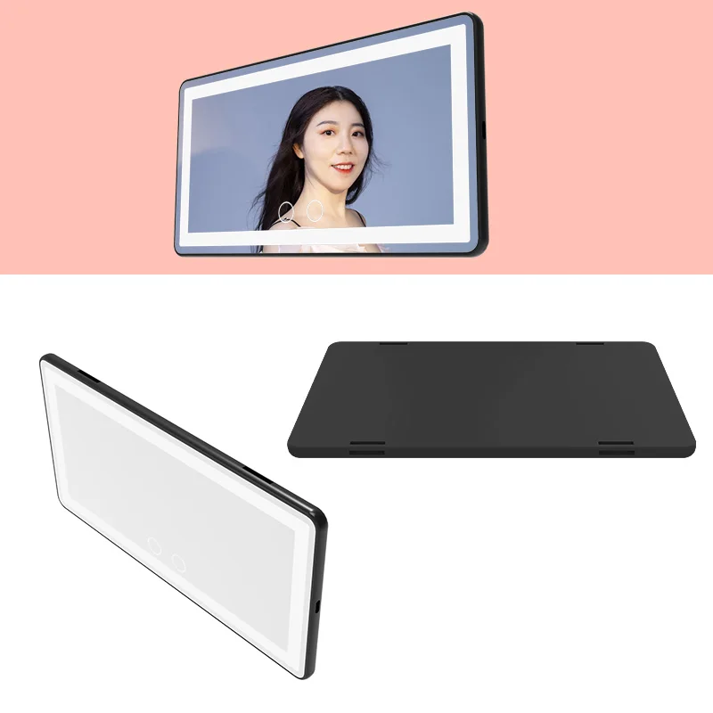 

2021 New Design Special With Lamp USB Charging Car Makeup Mirror, Black white