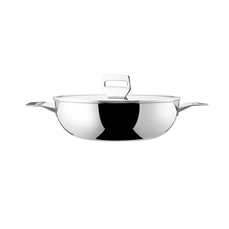 

New Design stambe triply 304 stainless steel nonstick wok pan with induction bottom