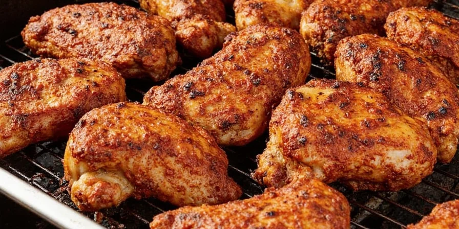 Spice rack with various rubs for grilled chicken