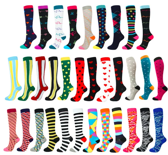 

Running Men Women Socks Sports Compression Happy Tube Socks Support Nylon Unisex Outdoor Racing Long Pressure Stockings High