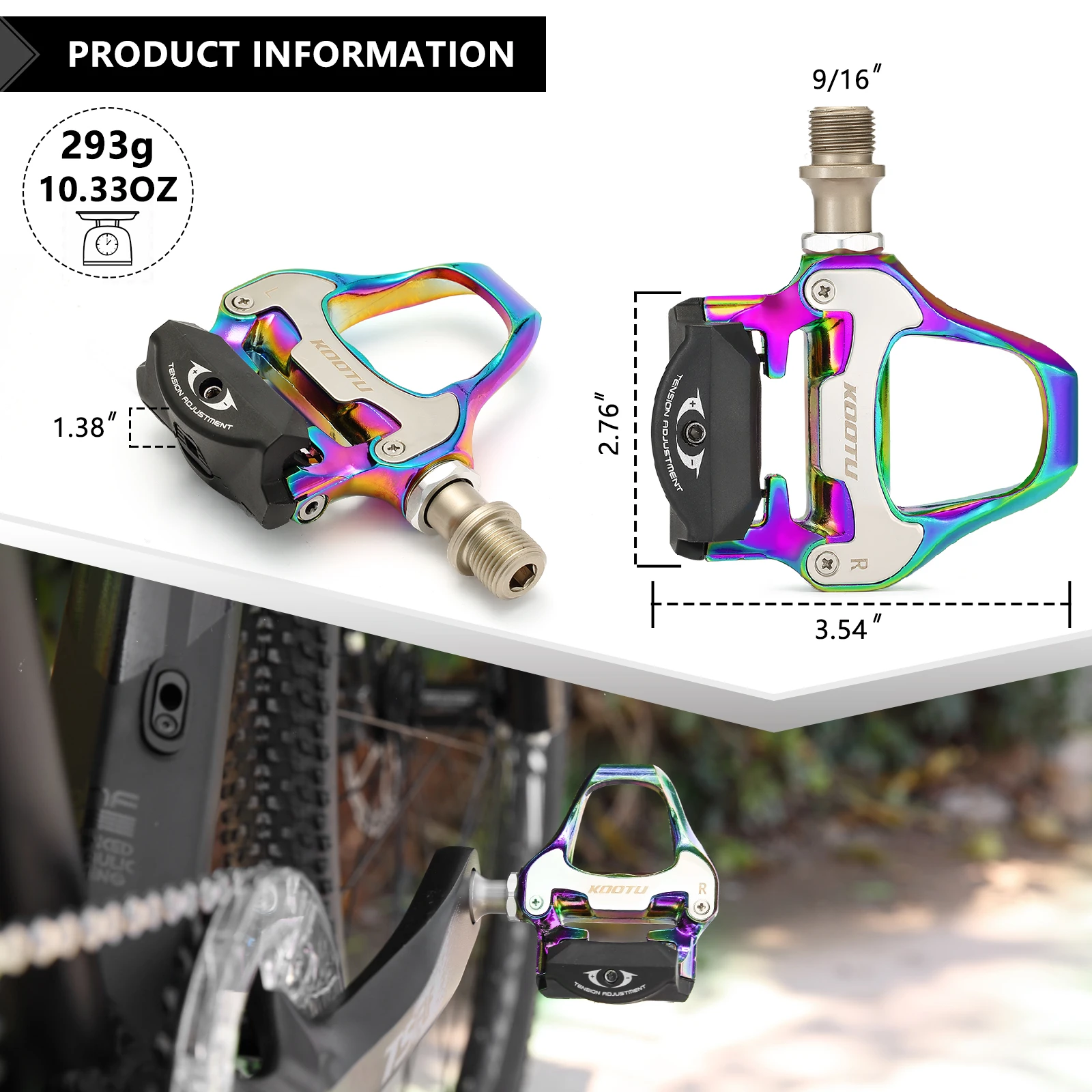 

KOOTU new colorful bicycle self-locking pedal ultra-light alloy sealed bearing pedal with cleats Spd system automatic lock bicyc