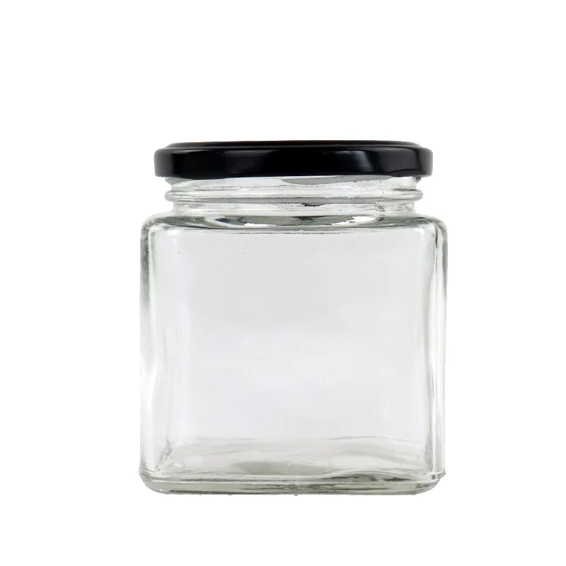 

Empty Food Storage 50ml Clear Square Spice Honey Glass Container Jar with Lids, Transparent