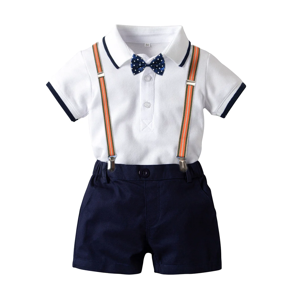 

Summer Gentleman Handsome Baby Boy Bow Tie Three-Piece Set Birthday Clothes, Picture shows