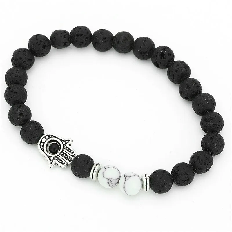 

Handmade Jewelry 8mm Beads Bracelet for men women Evil Blue Eyes Bracelets & Bangles Volcanic Rock Natural Stone Bracelet, As picture